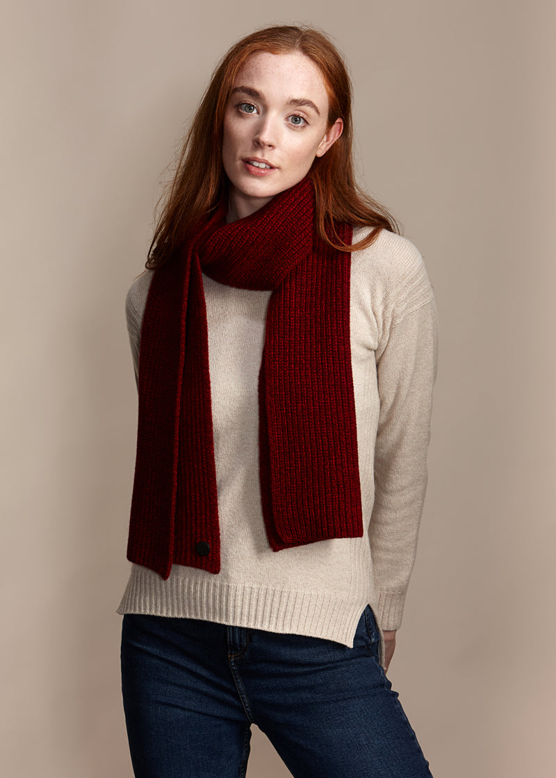 HEATHER Women's Heavyweight Ribbed Recycled Cashmere and Merino Scarf Steel