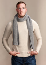 SWITHLAND Men's Heavyweight Ribbed Recycled Cashmere and Merino Scarf